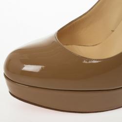 مملوكة مسبقًا Christian Louboutin Camel Patent Bianca Platform Pumps Size 41