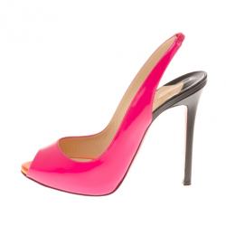 Pre Owned Christian Louboutin Flo Patent Slingback Sandals in Rose Matador Size 40.5