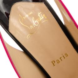 Pre Owned Christian Louboutin Flo Patent Slingback Sandals in Rose Matador Size 40.5