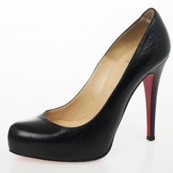 Pre Owned Christian Louboutin Black Leather Rolando Pumps Size 36.5