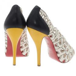 Pre Owned Christian Louboutin Tricolor Tell Me Cutout Pumps Size 39