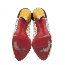 Pre Owned Christian Louboutin Tricolor Tell Me Cutout Pumps Size 39