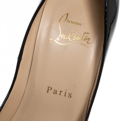 Pre Owned Christian Louboutin Black Patent Leather Lady Peep Platform Pumps Size 36