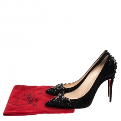 Pre Owned Christian Louboutin Suede Leather Candidate Embellished Pointed Toe Pumps Size 40