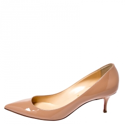 Pre Owned Christian Louboutin Beige Patent Leather So Kate Pointed Toe Pumps Size 40