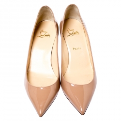 Pre Owned Christian Louboutin Beige Patent Leather So Kate Pointed Toe Pumps Size 40