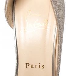 Pre Owned Christian Louboutin Glitter Iriza D'Orsay Pointed Toe Pumps Size 38
