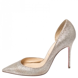 Pre Owned Christian Louboutin Glitter Iriza D'Orsay Pointed Toe Pumps Size 38