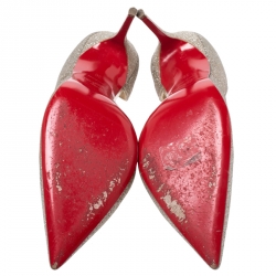 Pre Owned Christian Louboutin Glitter Iriza D'Orsay Pointed Toe Pumps Size 38