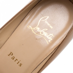 Pre Owned Christian Louboutin Beige Patent Leather Very Prive Peep Toe Pumps Size 36