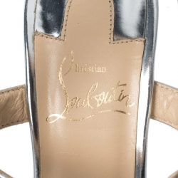 Pre Owned Christian Louboutin Metallic Gold Leather Pyraclou Pyadiam Studded Platform Ankle Strap Sandals Size 37