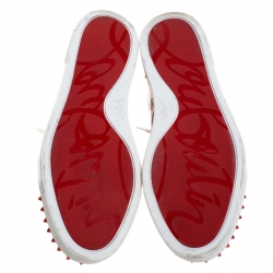 Christian Louboutin Red Patent Leather And White Leather Trim Louis Junior Spikes Sneakers Size 42
