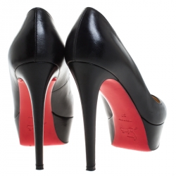 Pre Owned Christian Louboutin Black Leather Bianca Platform Pumps Size 37