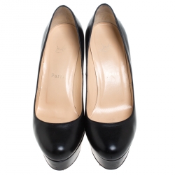 Pre Owned Christian Louboutin Black Leather Bianca Platform Pumps Size 37