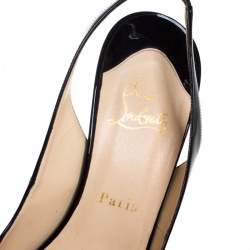 Pre Owned Christian Louboutin Black Patent N°Prive Slingback Sandals Size 40