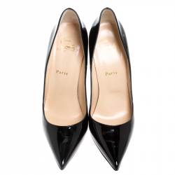 مملوكة مسبقًا Christian Louboutin Black Patent Leather Pigalle Follies Pointed Toe Pumps Size 41