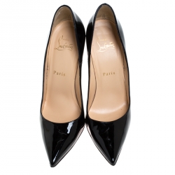 Pre Owned Christian Louboutin Black Patent Leather So Kate Pointed Toe Pumps Size 38