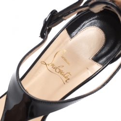 مملوكة مسبقًا Christian Louboutin Leopard Print Pony Hair And Patent Leather Athena Alta T-Strap Open Toe Sandals Size 38.5