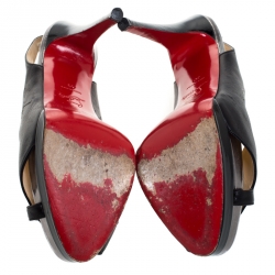 Pre Owned Christian Louboutin Black Leather Very Croise Slingback Platform Sandals Size 40