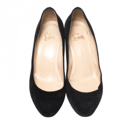 Pre Owned Christian Louboutin Black Suede Melisa Wedge Pumps Size 40