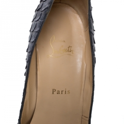 Pre Owned Christian Louboutin Grey Python Leather New Very Prive Peep Toe Pumps Size 39