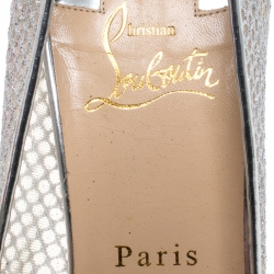 Pre Owned Christian Louboutin Silver Mesh Follies Resille Pointed Toe Pumps Size 41
