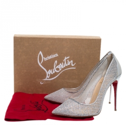 Pre Owned Christian Louboutin Silver Mesh Follies Resille Pointed Toe Pumps Size 41