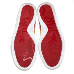 مملوكة مسبقًا Christian Louboutin White Crystal Embellished Suede Leather Louis High Top Sneakers Size 37