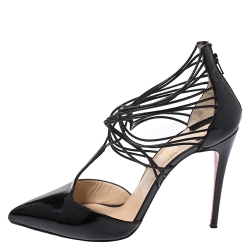 Pre Owned Christian Louboutin Black Patent Leather Confusa Pointed Toe Pumps Size 37.5