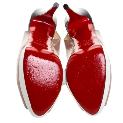 Pre Owned صندل كريستيان لوبوتان ليدي جلد لامع ثلاثي اللون مقدمة مفتوحة نعل سميك وفتحة كعب مقاس 37