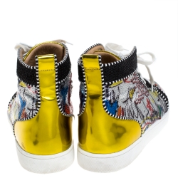 Christian Louboutin Multicolor Graffiti Sequin And Leather Rantus Orlato High Top Sneakers Size 42