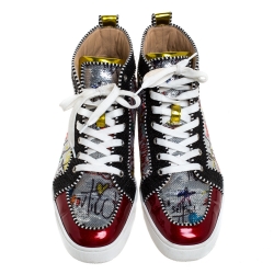Christian Louboutin Multicolor Graffiti Sequin And Leather Rantus Orlato High Top Sneakers Size 42