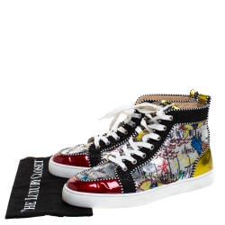 Christian Louboutin Multicolor Graffiti Sequin And Leather Rantus Orlato High Top Sneakers Size 42