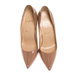 Pre Owned Christian Louboutin Beige Patent Leather So Kate Pointed Toe Pumps Size 38