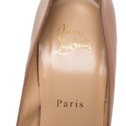 Pre Owned Christian Louboutin Beige Patent Leather So Kate Pointed Toe Pumps Size 38