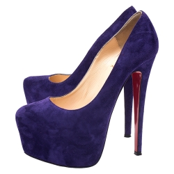Pre Owned Christian Louboutin Purple Suede Daffodile Platform Pumps Size 35.5