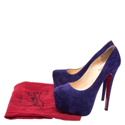 Pre Owned Christian Louboutin Purple Suede Daffodile Platform Pumps Size 35.5