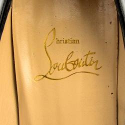 Pre Owned Christian Louboutin Black Patent Leather 'Lady Peep' Toe Platform Pumps Size 37