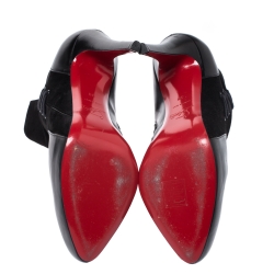 Pre Owned Christian Louboutin Black Leather and Suede Ankle Booties Size 39
