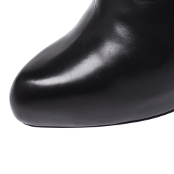Pre Owned Christian Louboutin Black Leather and Suede Ankle Booties Size 39