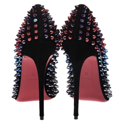 Pre Owned Christian Louboutin Black Suede Pigalle Spikes Pumps Size 39