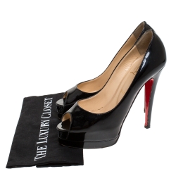 Pre Owned Christian Louboutin Black Patent Leather Altadama Platform Pumps Size 38