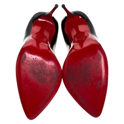 Pre Owned Christian Louboutin Black Patent Leather Corneille Pumps Size 37.5