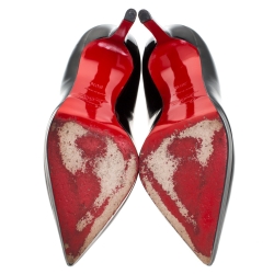 Pre Owned Christian Louboutin Black Patent Leather Pigalle Plato Platform Pumps Size 36.5