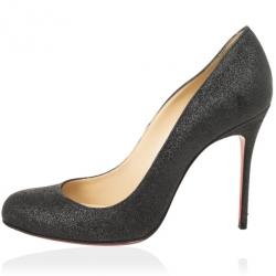 مملوكة مسبقًا Christian Louboutin Black Glitter 'Fifi 100mm' Pumps Size 37.5