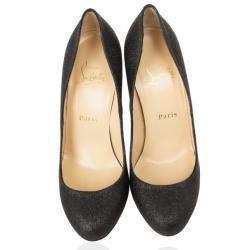 مملوكة مسبقًا Christian Louboutin Black Glitter 'Fifi 100mm' Pumps Size 37.5