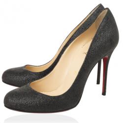 مملوكة مسبقًا Christian Louboutin Black Glitter 'Fifi 100mm' Pumps Size 37.5