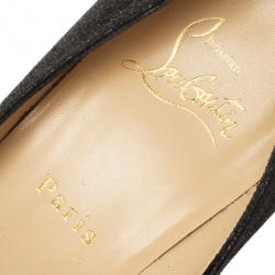 مملوكة مسبقًا Christian Louboutin Black Glitter 'Fifi 100mm' Pumps Size 37.5