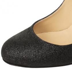 مملوكة مسبقًا Christian Louboutin Black Glitter 'Fifi 100mm' Pumps Size 37.5