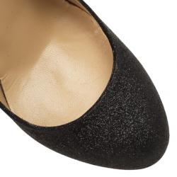 مملوكة مسبقًا Christian Louboutin Black Glitter 'Fifi 100mm' Pumps Size 37.5